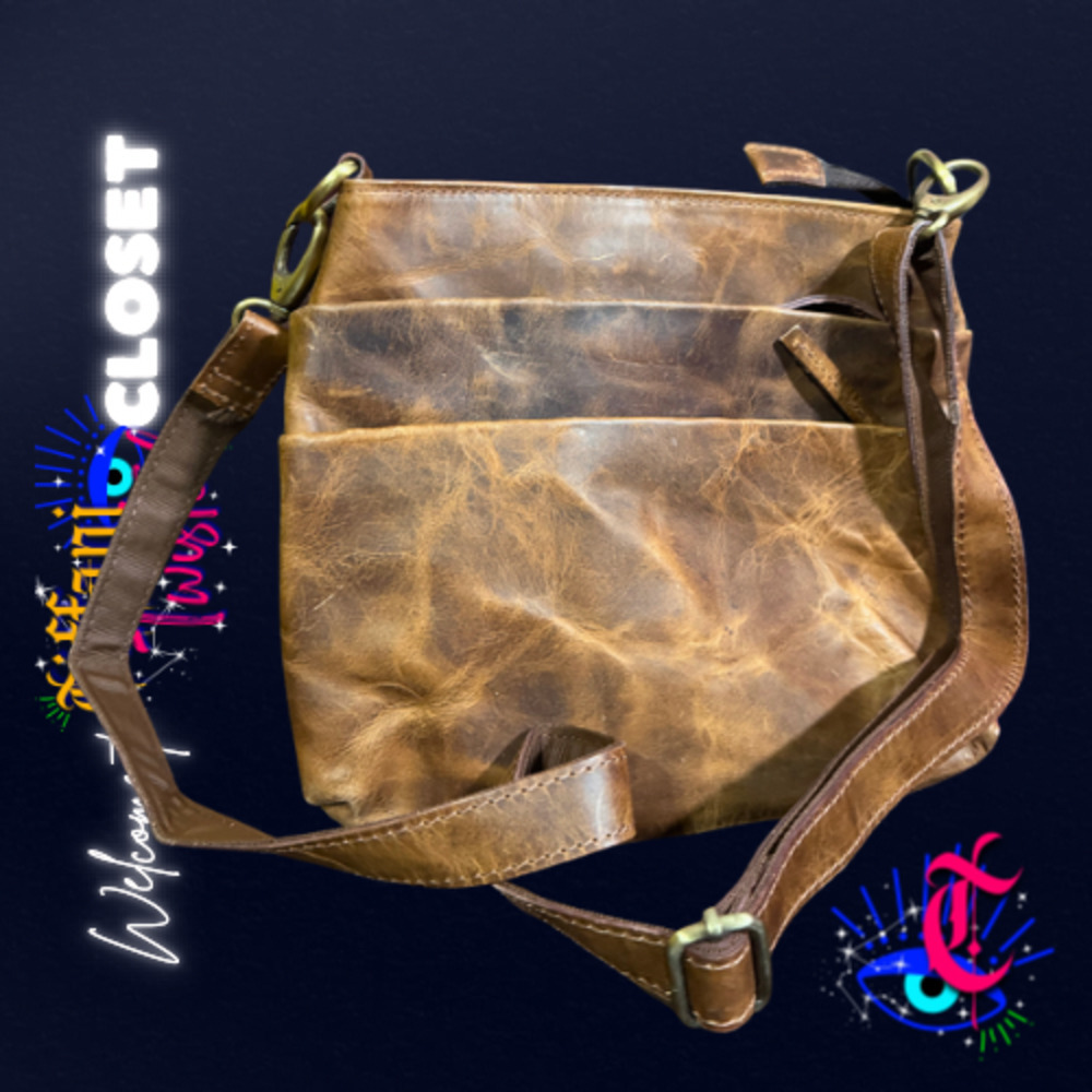 Handmade Genuine Leather Distressed Crossbody Messenger Bag Brown